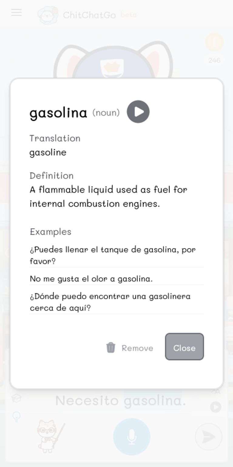 Instantly access translations, definitions, and example sentences